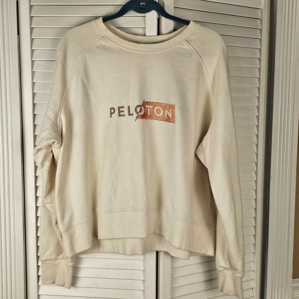Peloton Womens Cream Embroidered Logo Sweatshirt 1X‎